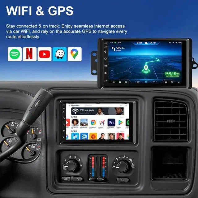 Alt view image 5 of 7 - Android Radio for Chevrolet Chevy Silverado 2003-2006 Tahoe SSR, GMC Sierra 1500/2500/3500 2003-2006 Suburban, 7 Inch Touch Screen Car Stereo CarPlay Android Auto Backup Camera Bluetooth 5GWiFi FM SWC