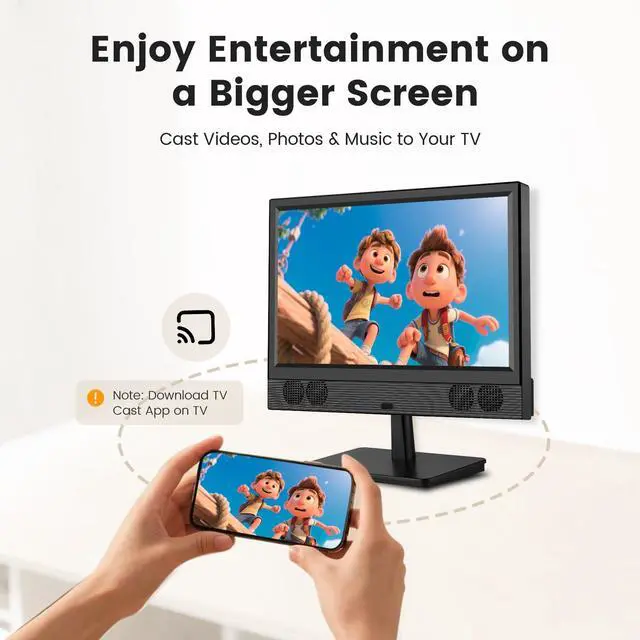 Alt view image 6 of 7 - 15.6 Inch Small Smart TV, FHD 1080p Compact Smart TV with Built-in Apps, WiFi & Bluetooth, ATSC Digital Tuner, HDMI/USB/AV Inputs, 110220V AC Power TV for Kitchen, Bedroom, RV, Camper, Truck