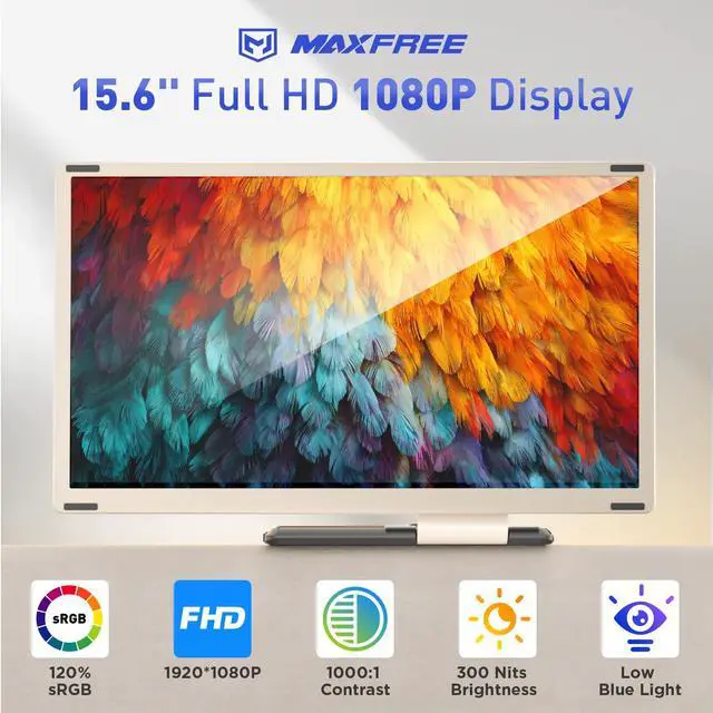 Alt view image 2 of 7 - S6 Laptop Screen Extender, 15.6'' 1080P Monitor Extender, 11 Display Modes, Plug & Play, Detachable Screen Triple Monitor for Laptop 13"-17.3", Compatible with Mac/Windows/Android/Switch, Gold