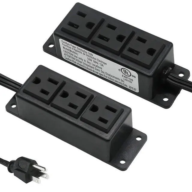Alt view image 4 of 5 - Surface Mounted Power Strip 3 AC Grounded Outlets Mountable Power Strip Socket Adapt to Deak Conference Table Wall Hotel Improvement (3AC)