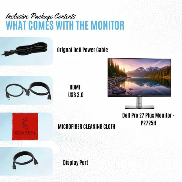 Alt view image 2 of 7 - Dell Pro P2725H Plus 27" FHD Monitor with HDMI, DisplayPort & USB Cables | Anti-Glare IPS 27" FHD Monitor, Tilt/Swivel/Pivot/Height Adjustable, ComfortView Plus, Flicker-Free, 4-Port USB Hub Included