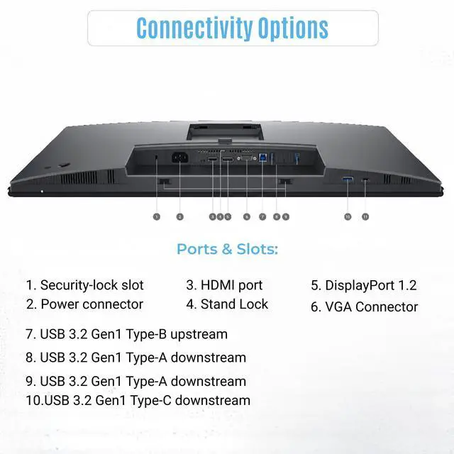 Alt view image 4 of 7 - Dell Pro P2725H Plus 27" FHD Monitor with HDMI, DisplayPort & USB Cables | Anti-Glare IPS 27" FHD Monitor, Tilt/Swivel/Pivot/Height Adjustable, ComfortView Plus, Flicker-Free, 4-Port USB Hub Included
