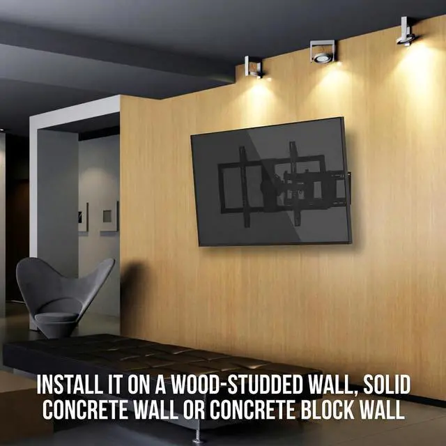 Alt view image 5 of 7 - Heavy Duty Full Motion TV Wall Mount for 60-100" TVs, | 176lb Capacity, 15° Tilt, 45° Swivel, 24" Extension, Max VESA 900x600mm, Flat or Curved, Wood or Concrete, Hardware Included