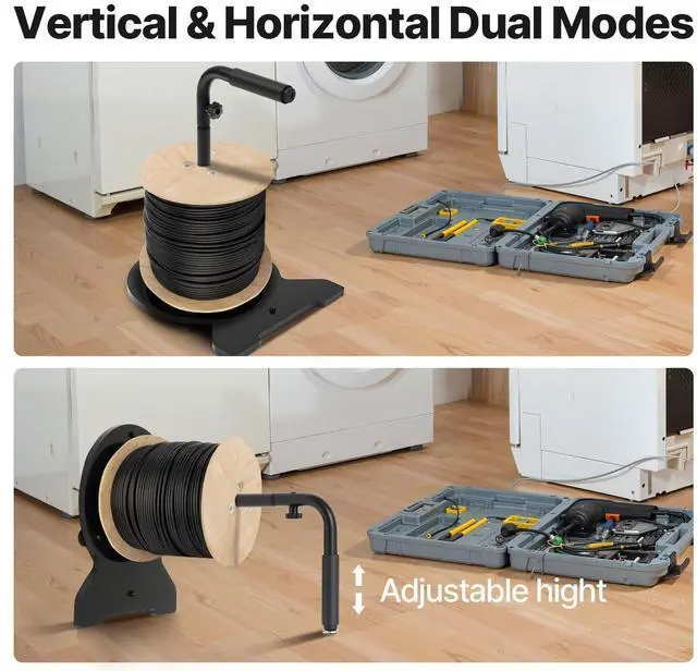 Alt view image 2 of 7 - Rotating Aluminum Cable Caddy for Wire & Cable Reels,Supports up to 220 lbs | Heavy-Duty Aluminum Cable Caddy With Dual Ball Bearing Rotation, Supports Vertical And Horizontal Use, Quick Install