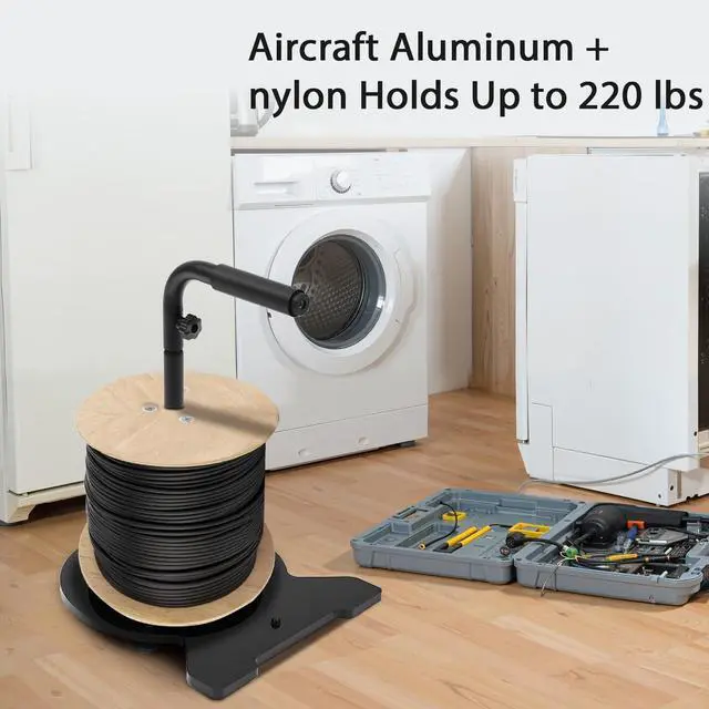 Alt view image 6 of 7 - Rotating Aluminum Cable Caddy for Wire & Cable Reels,Supports up to 220 lbs | Heavy-Duty Aluminum Cable Caddy With Dual Ball Bearing Rotation, Supports Vertical And Horizontal Use, Quick Install