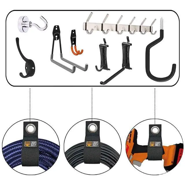 Alt view image 7 of 7 - 15PCS Heavy Duty Storage Straps - Garage Organization Tool Organizers and Fastening Straps - Cord Wrap Keeper, Cable Straps for Cords, Hoses, Rope, RV, Boat, and Garage Storage