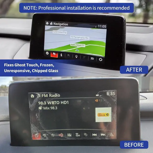 Alt view image 2 of 7 - 7" Touch Screen Digitizer Replacement for Mazda CX-9 CX9 Sport Grand Touring GS GT Radio Screen 2016 2017 2018 2019, Touchscreen fit TK48-611J0 TK48-611J0B TK48-611J0A OEM Navigation System