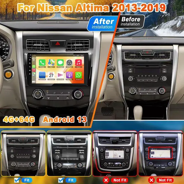 Alt view image 2 of 7 - 8Core 4GB+64GB Car Radio for Nissan Altima 2013-2019 GPS Navigation | 10 Inch IPS Touch Screen Altima Car Stereo with Wireless Carplay/Android Auto, DSP, Bluetooth, FM Radio+ Backup Camera
