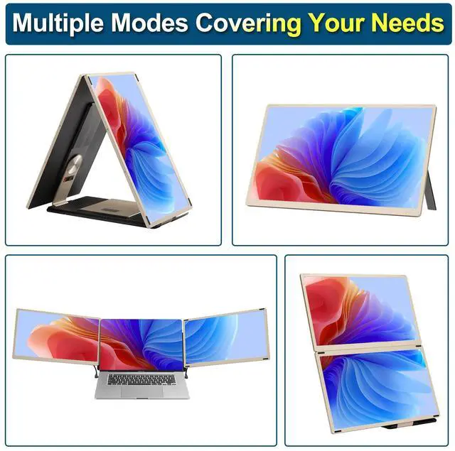 Alt view image 5 of 6 - 15.6" FHD 1080P Laptop Screen Extender Portable for 12-17" Laptops | Triple Screen Extender Monitor USB-C/HDMI Plug-Play for Windows, Mac,15.6" Detached Dual Portable Monitor for Laptop