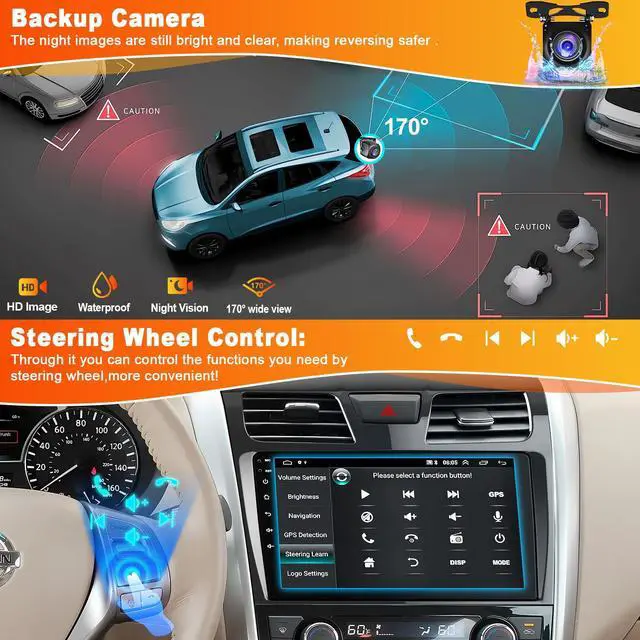 Alt view image 4 of 7 - 8Core 4GB+64GB Car Radio for Nissan Altima 2013-2019 GPS Navigation | 10 Inch IPS Touch Screen Altima Car Stereo with Wireless Carplay/Android Auto, DSP, Bluetooth, FM Radio+ Backup Camera