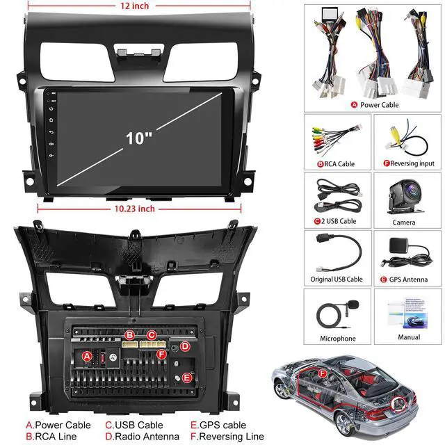 Alt view image 7 of 7 - 8Core 4GB+64GB Car Radio for Nissan Altima 2013-2019 GPS Navigation | 10 Inch IPS Touch Screen Altima Car Stereo with Wireless Carplay/Android Auto, DSP, Bluetooth, FM Radio+ Backup Camera