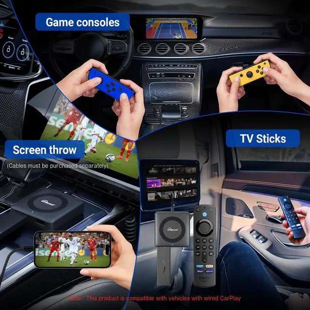 Alt view image 4 of 5 - 4-in-1 Car TV Mate Max & Wireless Carplay/Android Auto Adapter | HDMI Car Adapter,iPhone & Android,Watching Movies on CarScreen,For Wired CarPlay Only