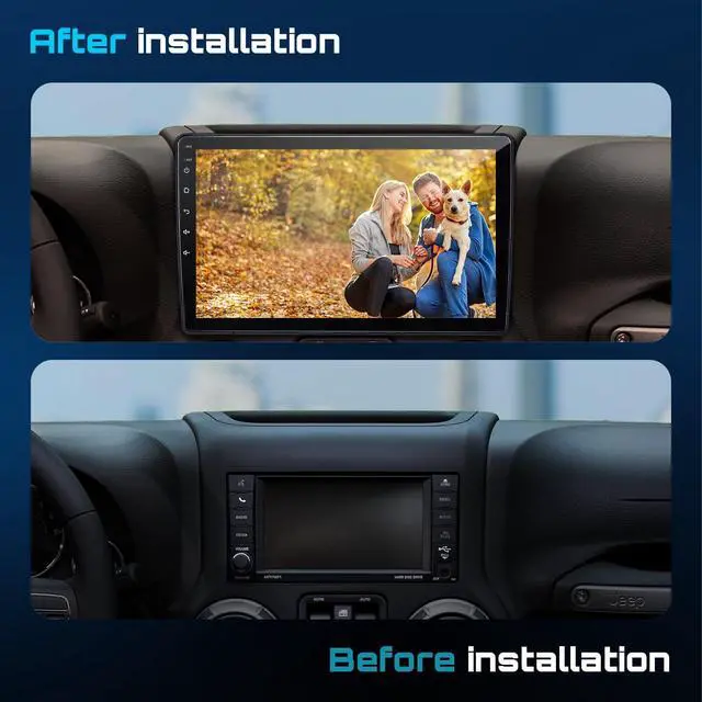Alt view image 3 of 7 - Upgraded 10" Car Radio Stereo for Jeep Wrangler JK 2007-2018 Dodge Ram 1500 2500 3500 Grand Cherokee, CarPlay/Android Auto/Android 13/2G+64G/GPS Navigation/Backup Camera,Built in Cooling Fan