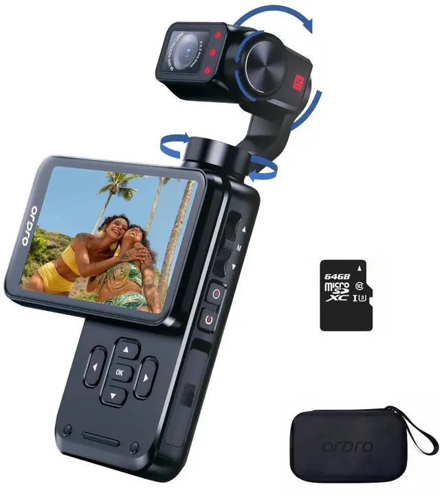 Main image of M5 5K Camcorder, 3-Axis Gimbal Stabilization Pocket Camera | 180° Rotating Lens | Face Tracking & IR Night Vision | 3.5'' Rotating Touch Screen | Vlogging Camera with 64G Card