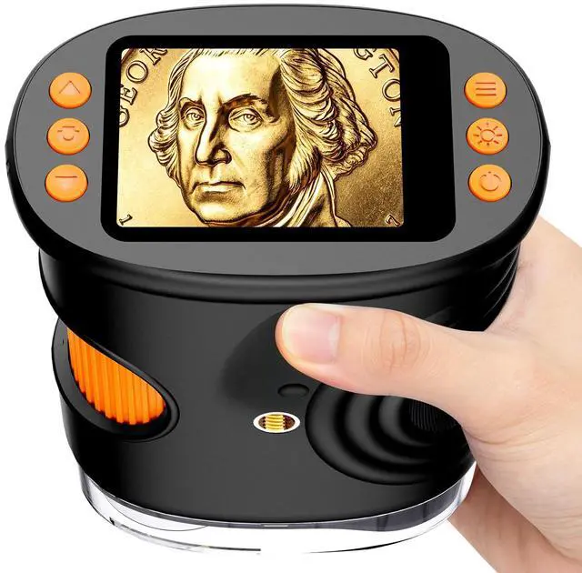 Main image of 1000X Coin Microscope with Lights, Digital Handheld Coin Magnifier with 8 Adjustable LED Light, Portable Rechargeable Pocket Microscope Compatible with Windows/Mac, Black