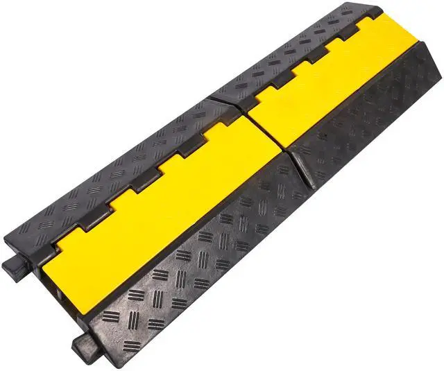 Main image of Rubber Cable Ramp Cable Protector Ramps Wire Hose Protective 2 Channel Traffic Rubber Plastic Cord Cover Speed Bump for Asphalt Concrete Gravel Driveway Outdoor, 1 Pack