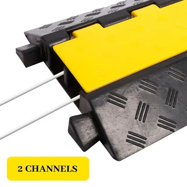 Alt view image 3 of 7 - Rubber Cable Ramp Cable Protector Ramps Wire Hose Protective 2 Channel Traffic Rubber Plastic Cord Cover Speed Bump for Asphalt Concrete Gravel Driveway Outdoor, 1 Pack