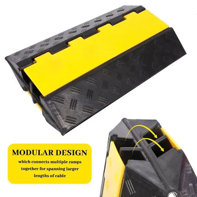 Alt view image 4 of 7 - Rubber Cable Ramp Cable Protector Ramps Wire Hose Protective 2 Channel Traffic Rubber Plastic Cord Cover Speed Bump for Asphalt Concrete Gravel Driveway Outdoor, 1 Pack