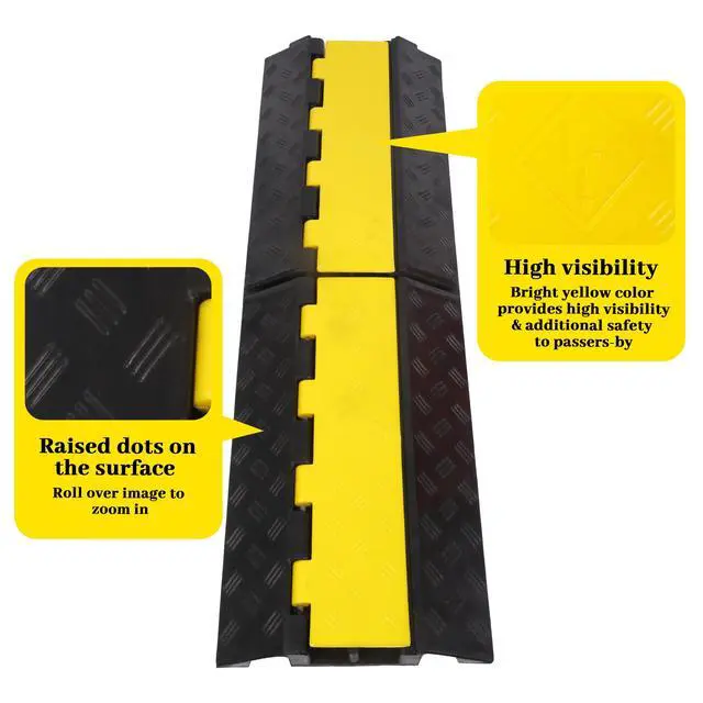 Alt view image 5 of 7 - Rubber Cable Ramp Cable Protector Ramps Wire Hose Protective 2 Channel Traffic Rubber Plastic Cord Cover Speed Bump for Asphalt Concrete Gravel Driveway Outdoor, 1 Pack