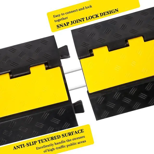 Alt view image 6 of 7 - Rubber Cable Ramp Cable Protector Ramps Wire Hose Protective 2 Channel Traffic Rubber Plastic Cord Cover Speed Bump for Asphalt Concrete Gravel Driveway Outdoor, 1 Pack