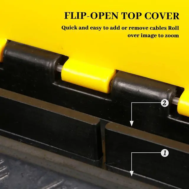 Alt view image 7 of 7 - Rubber Cable Ramp Cable Protector Ramps Wire Hose Protective 2 Channel Traffic Rubber Plastic Cord Cover Speed Bump for Asphalt Concrete Gravel Driveway Outdoor, 1 Pack