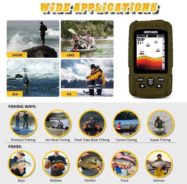 Alt view image 7 of 7 - Portable Sonar Fish Finder Boat Depth Fishing Fish Finders Waterproof Handheld Wireless Fishing Finder Kayak Transducer Depth Finders for Ice Fishing Sea