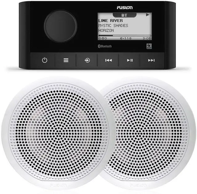 Main image of Entertainment MS-RA60 Marine Receiver with 1 Pair EL-F651W 6.5 Marine Speakers with White Classic Grills