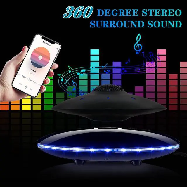 Alt view image 4 of 6 - Magnetic Levitating Bluetooth Speaker, Levitating UFO Speakers with LED Lights, 360 Degree Rotation,Wireless Floating Speakers for Home Office Decor Cool Tech Gadgets,Creative Gifts