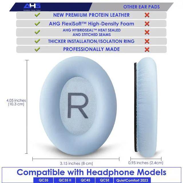 Alt view image 6 of 7 - Replacement QC Ear Pad/Headband Pad Cushion. Compatible with Bose QuietComfort (2023) QC45 QCSE QC35 II Wireless Noise Cancelling Headphones (Moonstone Blue) Easy DIY Fit