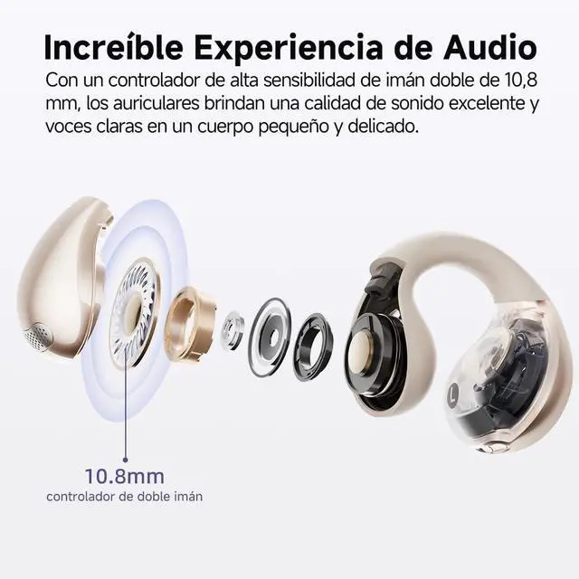 Alt view image 3 of 7 - Crossky C30 Open Ear Headphones Wireless Bluetooth, Clip-On Earbuds with 4 ENC Noise Cancelling Mic, Stable Fit, Dual Connection, EQ Customized, Sports Earphones for Workout/Running
