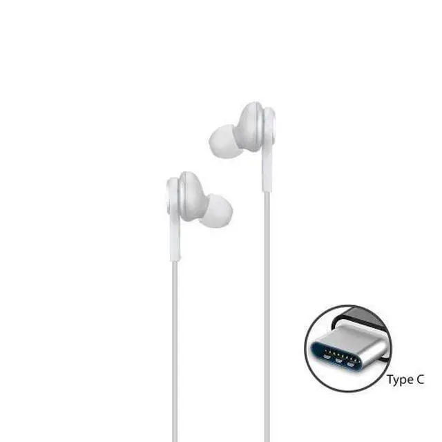 Alt view image 4 of 6 - AKG Earbuds Original USB Type C in-Ear Earbud Headphones with Remote & Mic for Galaxy S23 Ultra, A53 5G, S22, S21 FE, S20, Note 10, 10+, S10 Plus - Braided - Includes Velvet Pouch - White