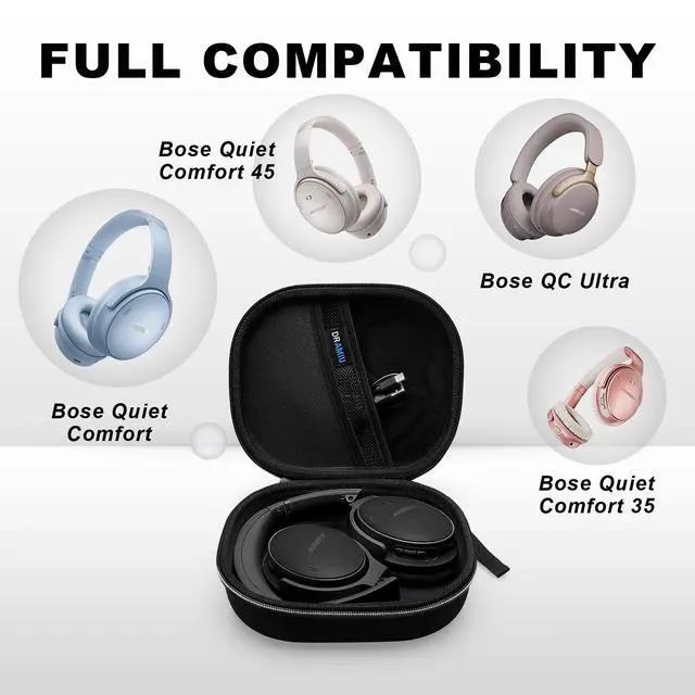 Alt view image 2 of 7 - Hard Case for Bose QuietComfort, QC, QC 45 Headphone, Black | Compatible with Bose QC Ultra, QC 35, QC 35 II, QC45 SE, QC SE Over Ear Noise Cancelling Headphones, Travel Storage Bag