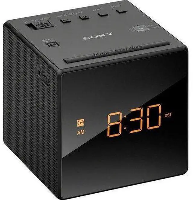 Main image of Compact AM/FM Alarm Clock Radio Battery Back-Up, Adjustable Brightness Control, Programmable Sleep Timer, Daylights Savings Time Adjustment, Black Finish