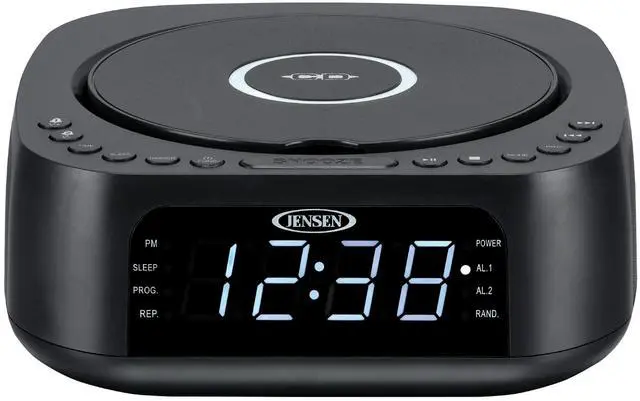 Alt view image 3 of 5 - JCR-375 Stereo Digital Dual-Alarm Clock with Top-Loading CD Player, FM Tuner, USB Charging Port, and Battery Backup