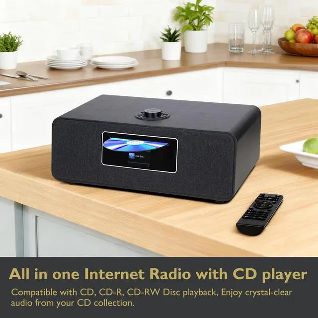 Alt view image 2 of 5 - MS5 CD Player,Internet Radio, Spotify, Bluetooth, FM Stereo, Black | 2.4in colour display, 40 presets, remote control, wooden cabinet, headphone jack, EQ modes, remote