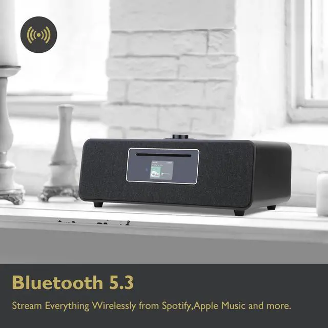Alt view image 3 of 5 - MS5 CD Player,Internet Radio, Spotify, Bluetooth, FM Stereo, Black | 2.4in colour display, 40 presets, remote control, wooden cabinet, headphone jack, EQ modes, remote
