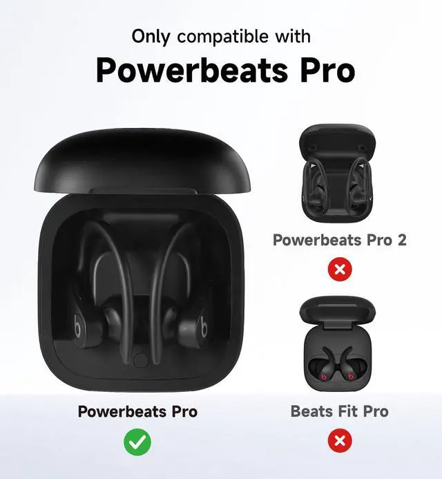 Alt view image 2 of 6 - for Powerbeats Pro Case Cover, Shockproof Magnetic Cases for Beats Powerbeats Pro Wireless Earbuds, Protective Cover with Magnetic Lid Lock & Carabiner, Full-Body Drop Protection, Black