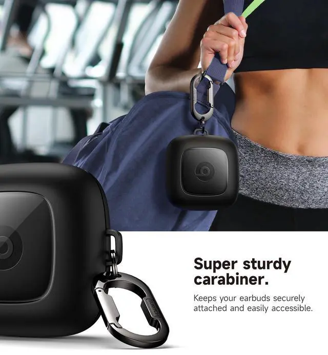 Alt view image 4 of 6 - for Powerbeats Pro Case Cover, Shockproof Magnetic Cases for Beats Powerbeats Pro Wireless Earbuds, Protective Cover with Magnetic Lid Lock & Carabiner, Full-Body Drop Protection, Black