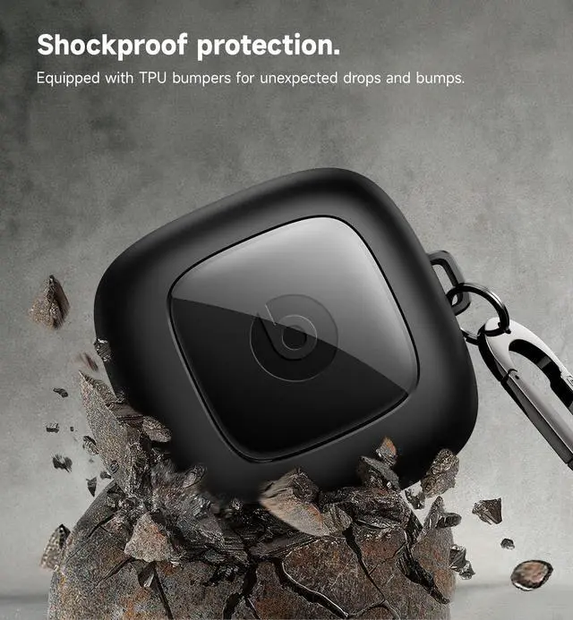 Alt view image 5 of 6 - for Powerbeats Pro Case Cover, Shockproof Magnetic Cases for Beats Powerbeats Pro Wireless Earbuds, Protective Cover with Magnetic Lid Lock & Carabiner, Full-Body Drop Protection, Black
