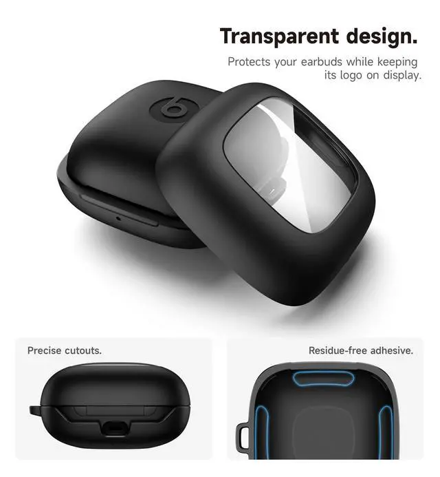 Alt view image 6 of 6 - for Powerbeats Pro Case Cover, Shockproof Magnetic Cases for Beats Powerbeats Pro Wireless Earbuds, Protective Cover with Magnetic Lid Lock & Carabiner, Full-Body Drop Protection, Black