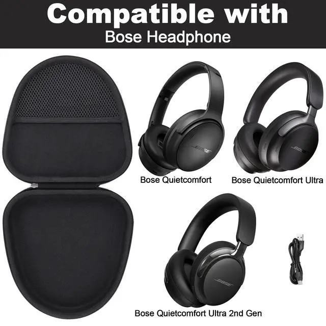 Alt view image 2 of 7 - Hard Case for Bose QuietComfort/QuietComfort Ultra Ultra Headphones | Compatible with Bose QuietComfort/QuietComfort Ultra/QuietComfort Ultra 2nd Gen Headphone, Portable Carrying Box, Black Case