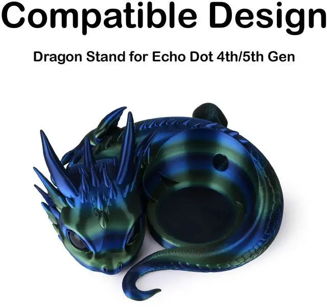 Alt view image 2 of 5 - Dragon Stand for Echo Dot 4th/5th Gen, 3D Printed Smart Speaker Holder and Exquisite Desktop Decoration (White)