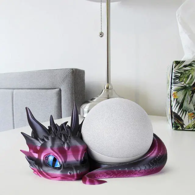 Alt view image 3 of 5 - Dragon Stand for Echo Dot 4th/5th Gen, 3D Printed Smart Speaker Holder and Exquisite Desktop Decoration (White)