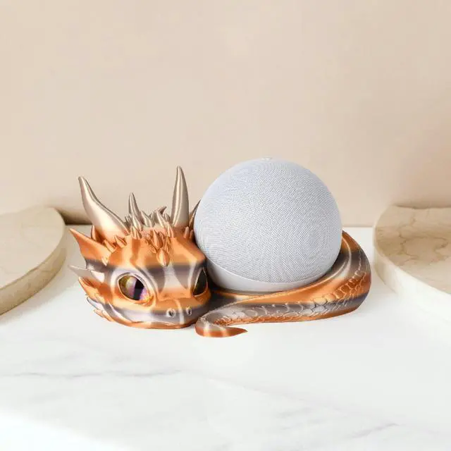 Alt view image 5 of 5 - Dragon Stand for Echo Dot 4th/5th Gen, 3D Printed Smart Speaker Holder and Exquisite Desktop Decoration (White)