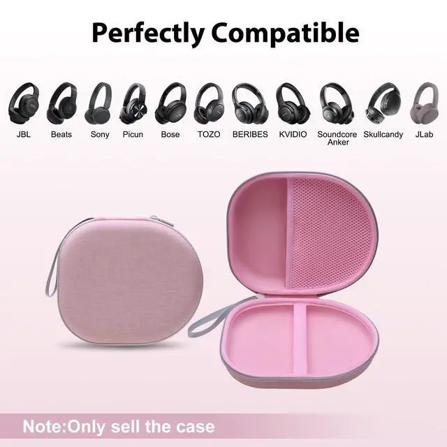 Alt view image 2 of 7 - Hard Case for Sony WH-CH720N /WH-CH520/ULT WEAR Headphones, Pink | Compatible with Sony/JBL/Soundcore/BERIBES/TOZO/KVIDIO Headphone, Wireless Headphone Storage Protective Case for Travel Home