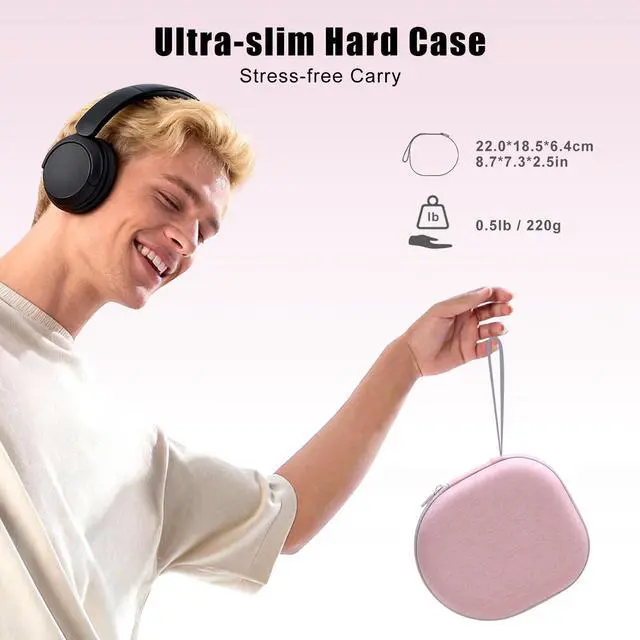 Alt view image 4 of 7 - Hard Case for Sony WH-CH720N /WH-CH520/ULT WEAR Headphones, Pink | Compatible with Sony/JBL/Soundcore/BERIBES/TOZO/KVIDIO Headphone, Wireless Headphone Storage Protective Case for Travel Home