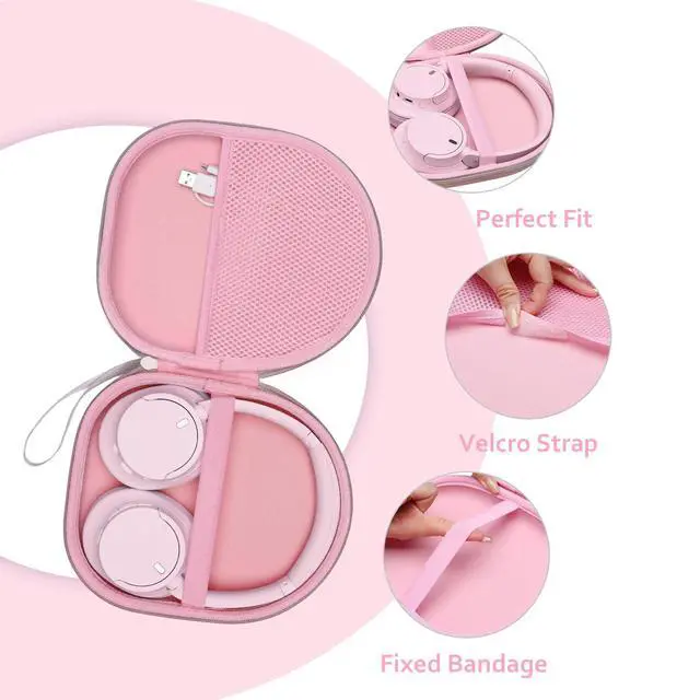 Alt view image 5 of 7 - Hard Case for Sony WH-CH720N /WH-CH520/ULT WEAR Headphones, Pink | Compatible with Sony/JBL/Soundcore/BERIBES/TOZO/KVIDIO Headphone, Wireless Headphone Storage Protective Case for Travel Home