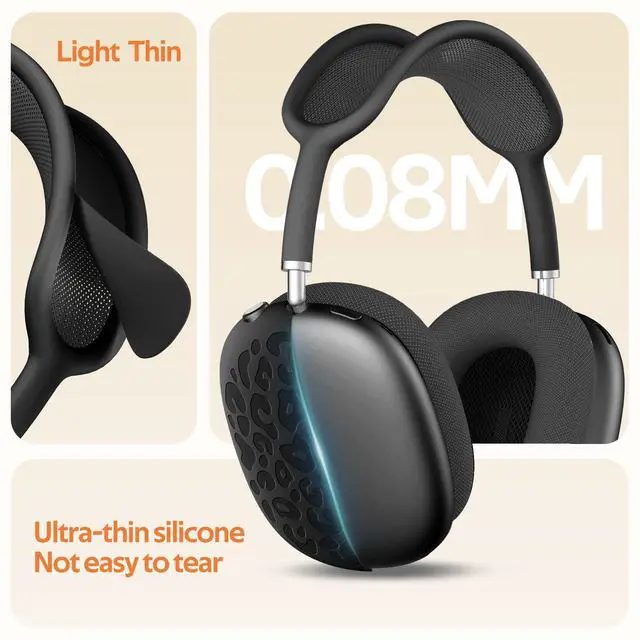Alt view image 2 of 7 - Leopard Silicone Case Cover for AirPods Max Headphones,Ear Pad Case Cover/Ear Cups Cover/Headband Cover for AirPod Max (USB-C/Lightning) Accessories Silicone Protector for Apple AirPods Max