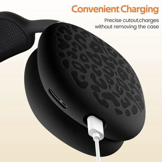 Alt view image 3 of 7 - Leopard Silicone Case Cover for AirPods Max Headphones,Ear Pad Case Cover/Ear Cups Cover/Headband Cover for AirPod Max (USB-C/Lightning) Accessories Silicone Protector for Apple AirPods Max