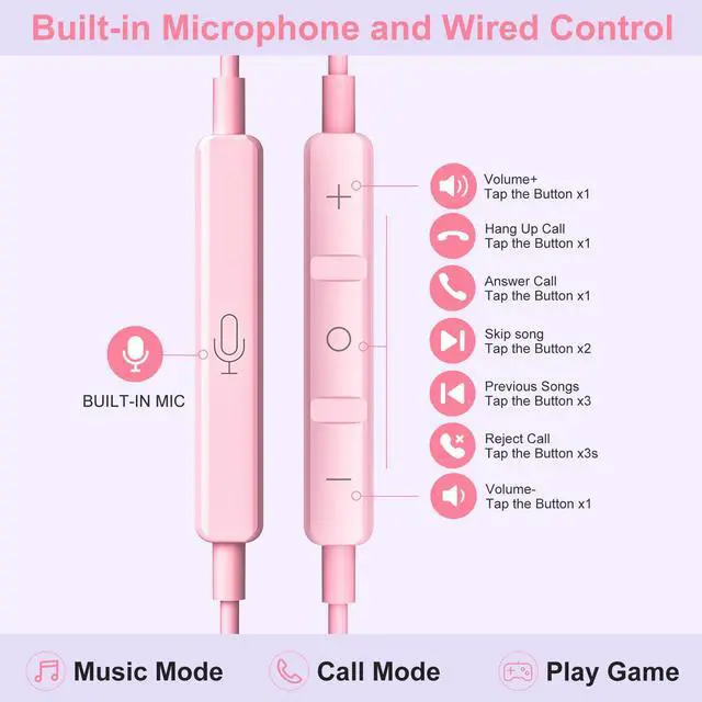 Alt view image 3 of 7 - USB C Headphones Wired Earbuds for iPhone 17 16/15 Pro Max/iPad Pro, with HiFi Mic Volume Control Type C Earphones for Samsung Galaxy S26/S25/S24/S23 Ultra, Noise Cancelling for iPhone 15 Headphones